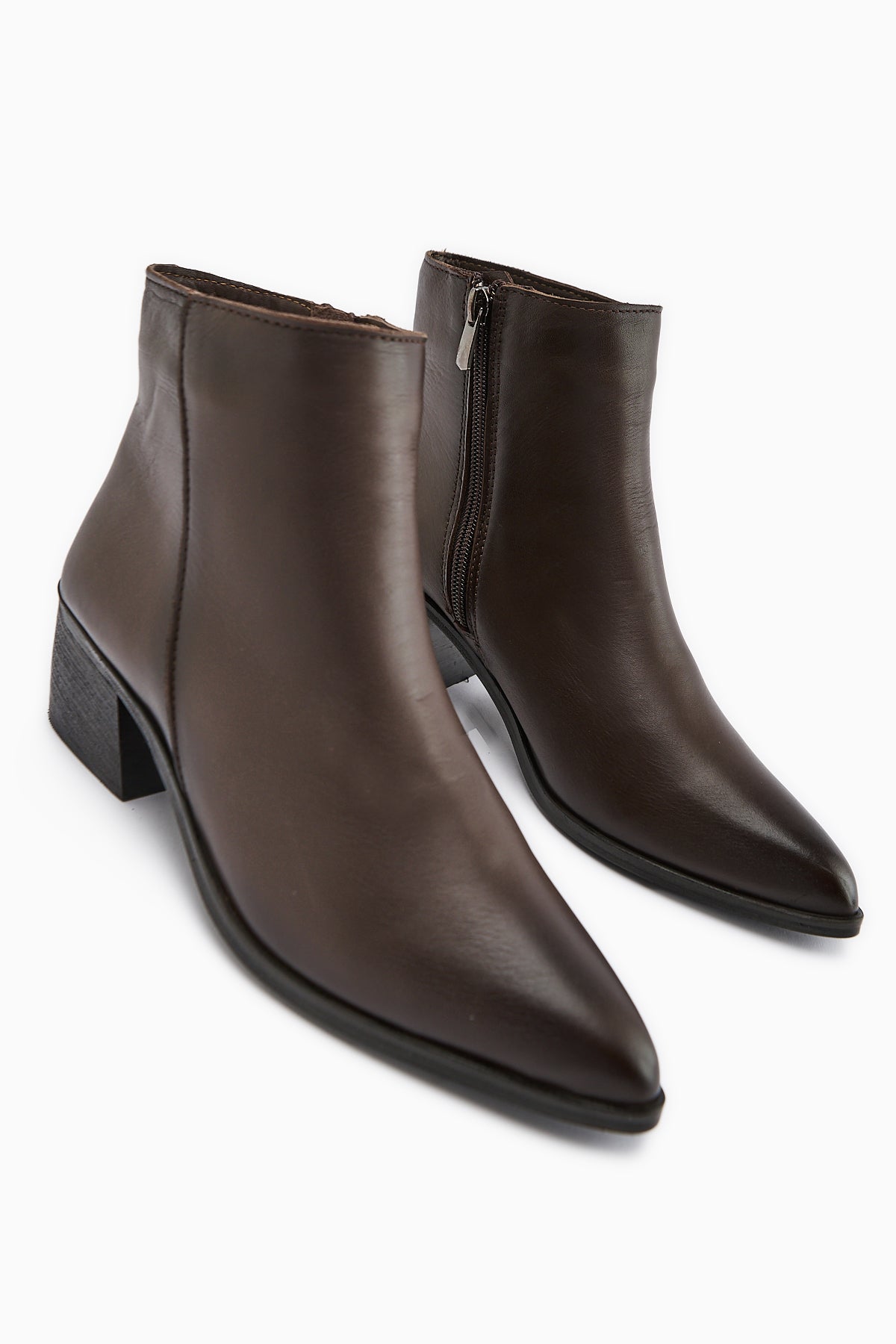 Mita Genuine Leather Coffee Heeled Women's Boot