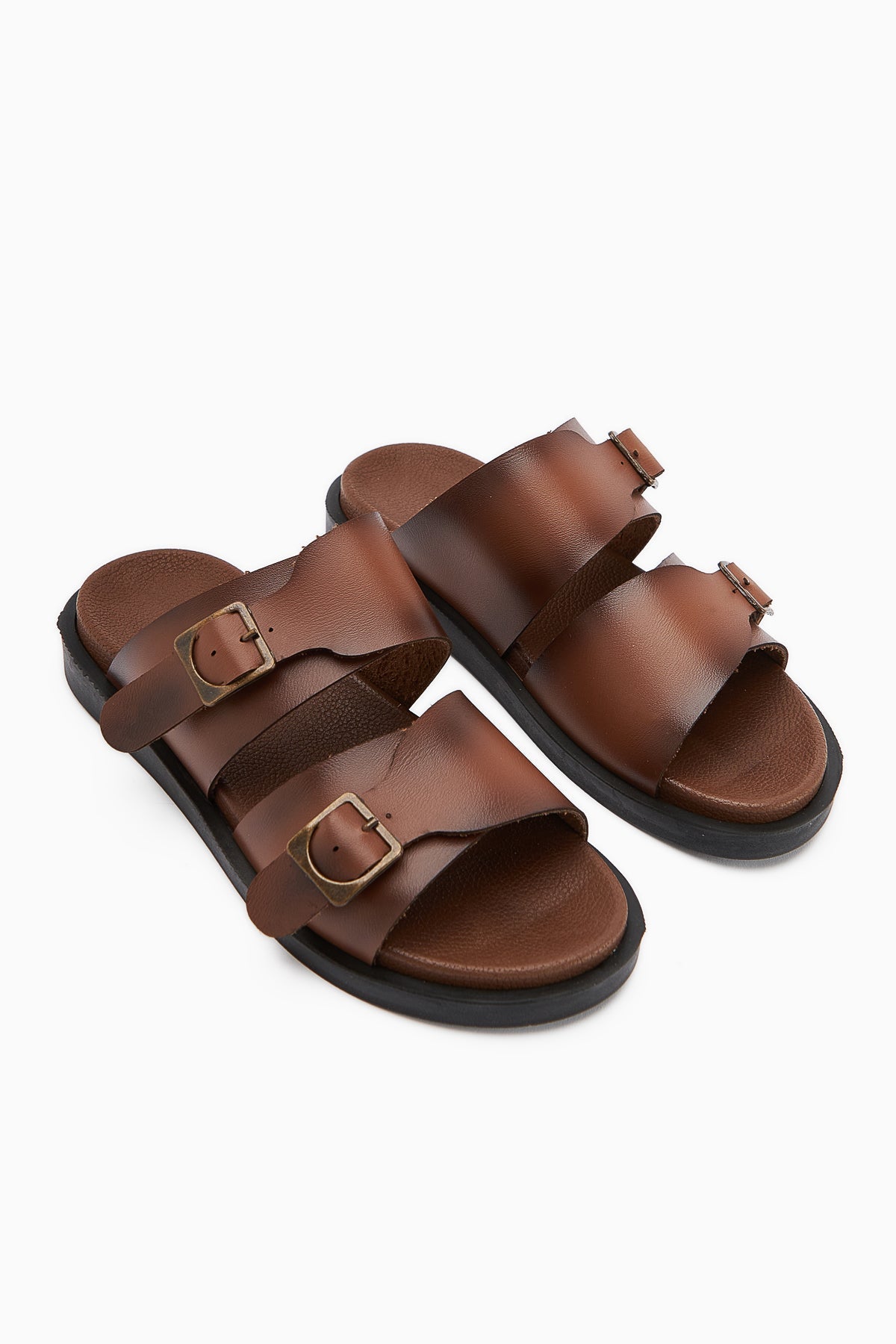 Soha Taba Doppelriemen Flache Damen Slipper