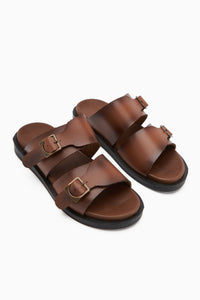 Soha Taba Doppelriemen Flache Damen Slipper