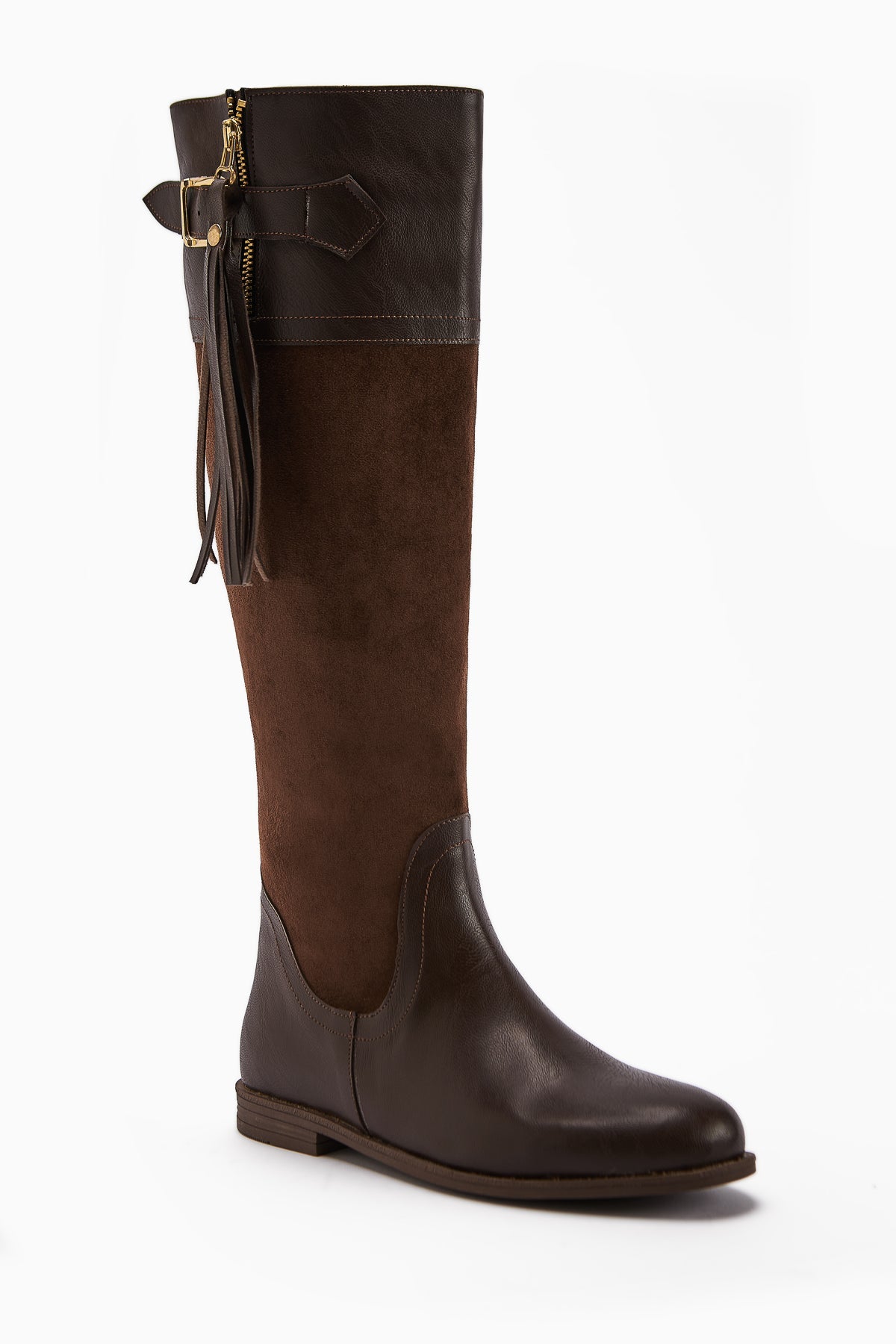 Galia Brown Suede Buckled Women's Boot