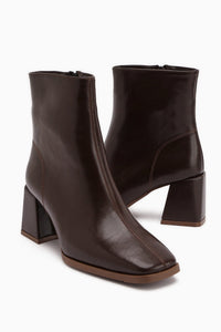 Margot Brown Square-Toe High-Heeled Women's Boot