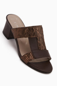 Helly Genuine Leather Brown Snake Pattern Women’s Slippers