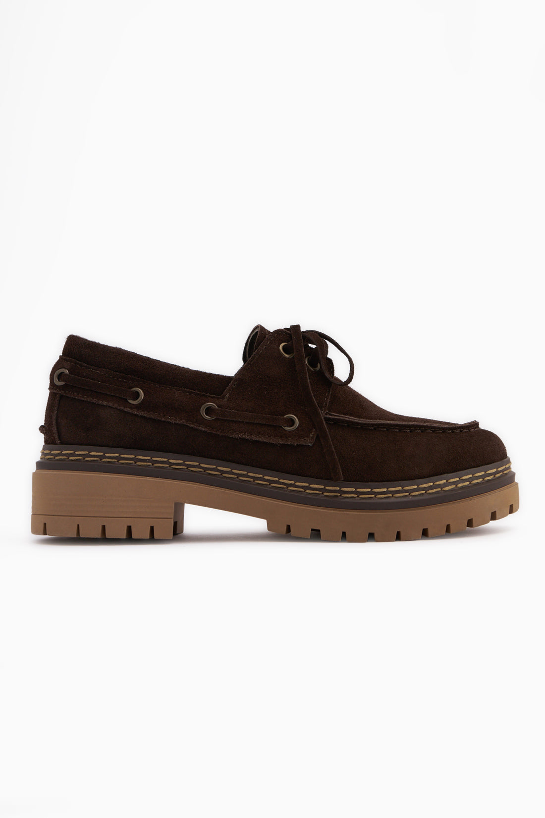 Matina Echtes Leder Braun Wildleder Schnürung Dicke Sohle Damen Loafer Schuhe