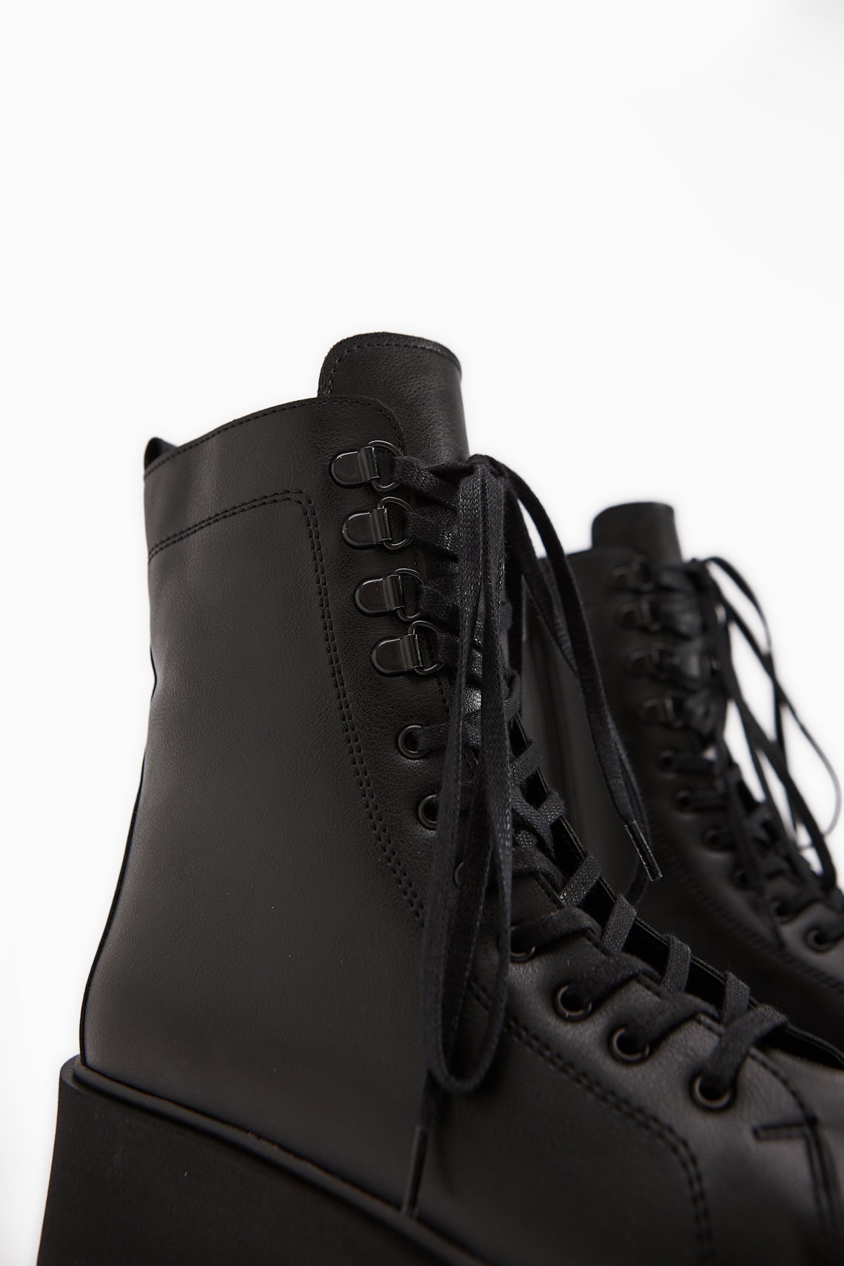 Brit Black Platform Heeled Women's Combat Boot