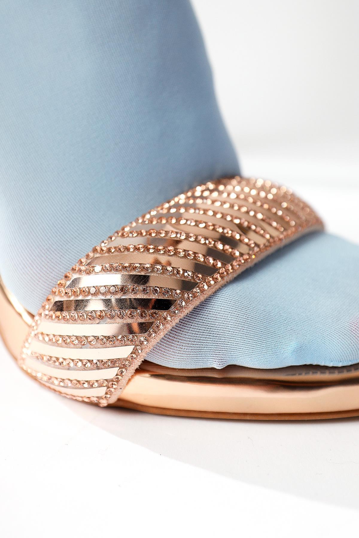 Lotus Gold Patent Leather Stone Detailed Strappy Thin Heeled Shoes