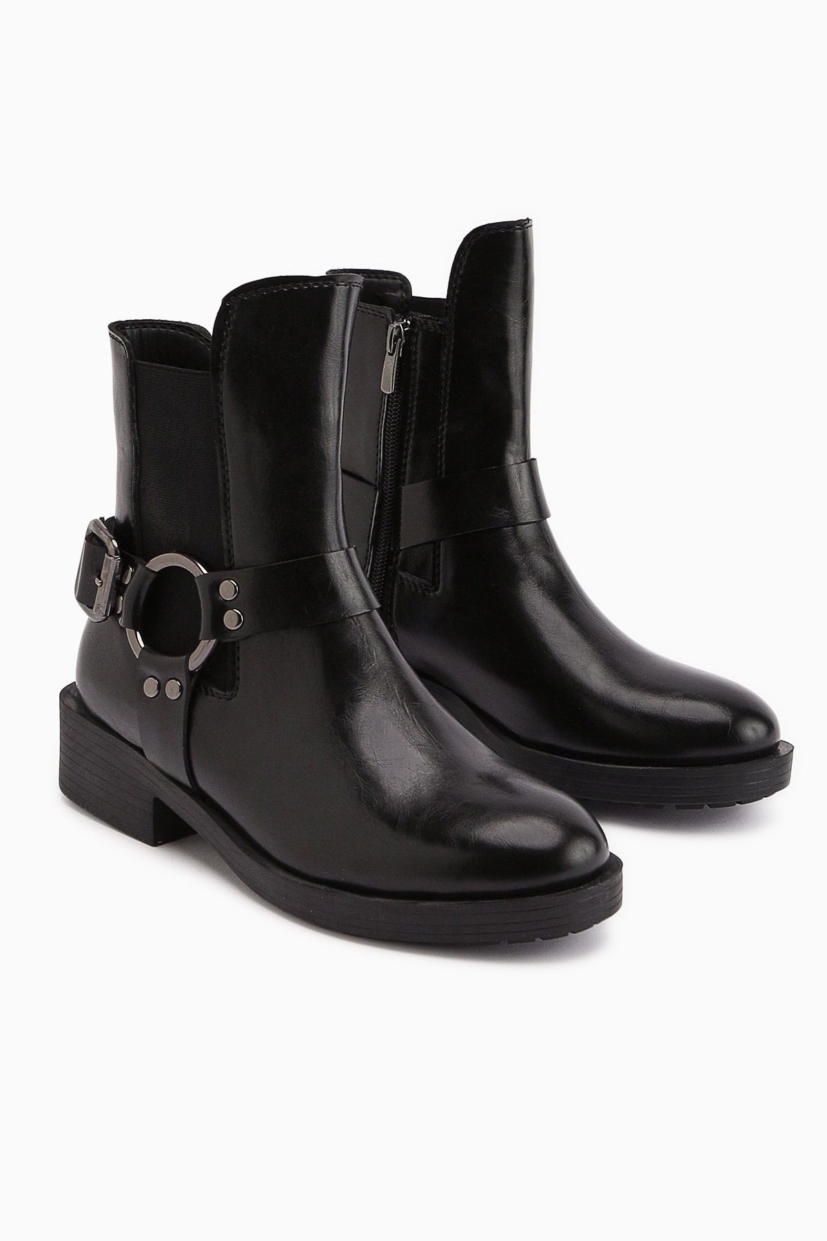 Janis – Black Buckle-Detail Boot (Women)