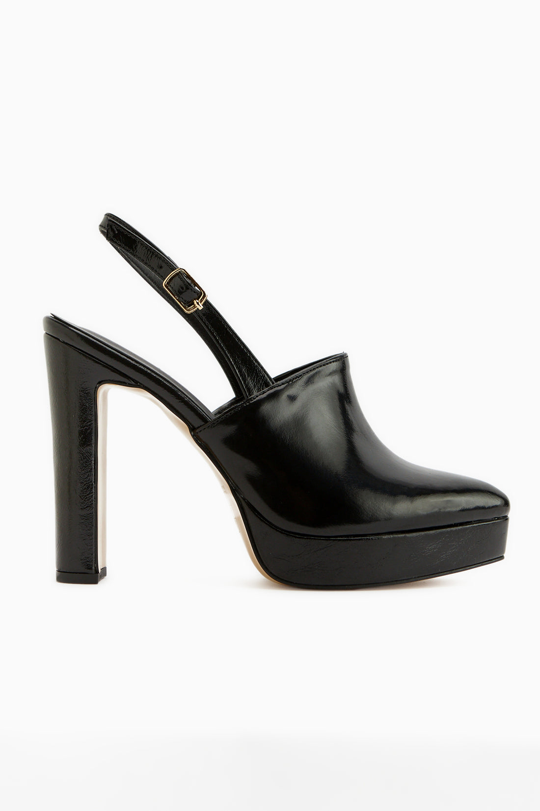 Marlen Schwarz Spitzes Slingback Plattform Absatz Damen Schuhe