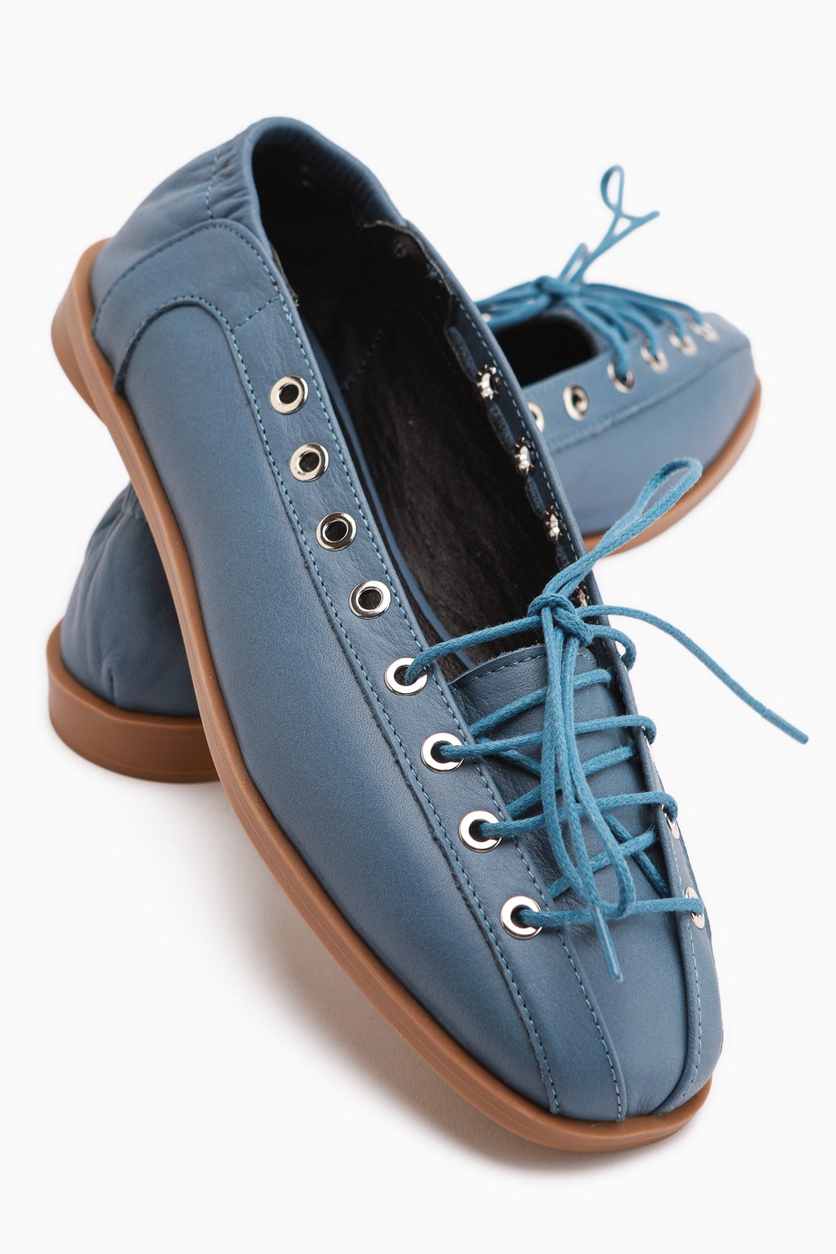 Romy Echtes Leder Blau Schnür Ballerinas