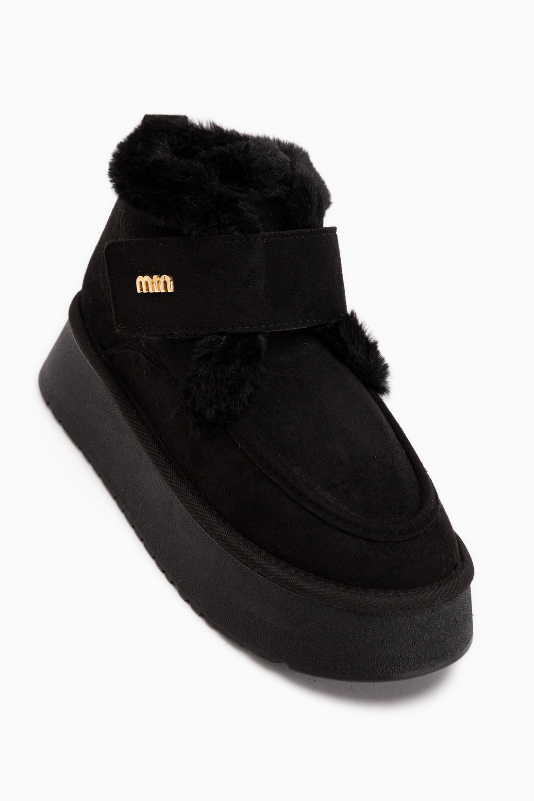 Celia Schwarzes Wildleder Pelz Dicke Sohle Damen Stiefel