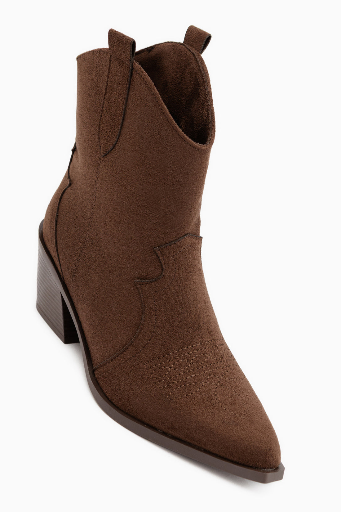 Joo Kaffee Wildleder Spitzes Fußteil Bestickte Damen Stiefel