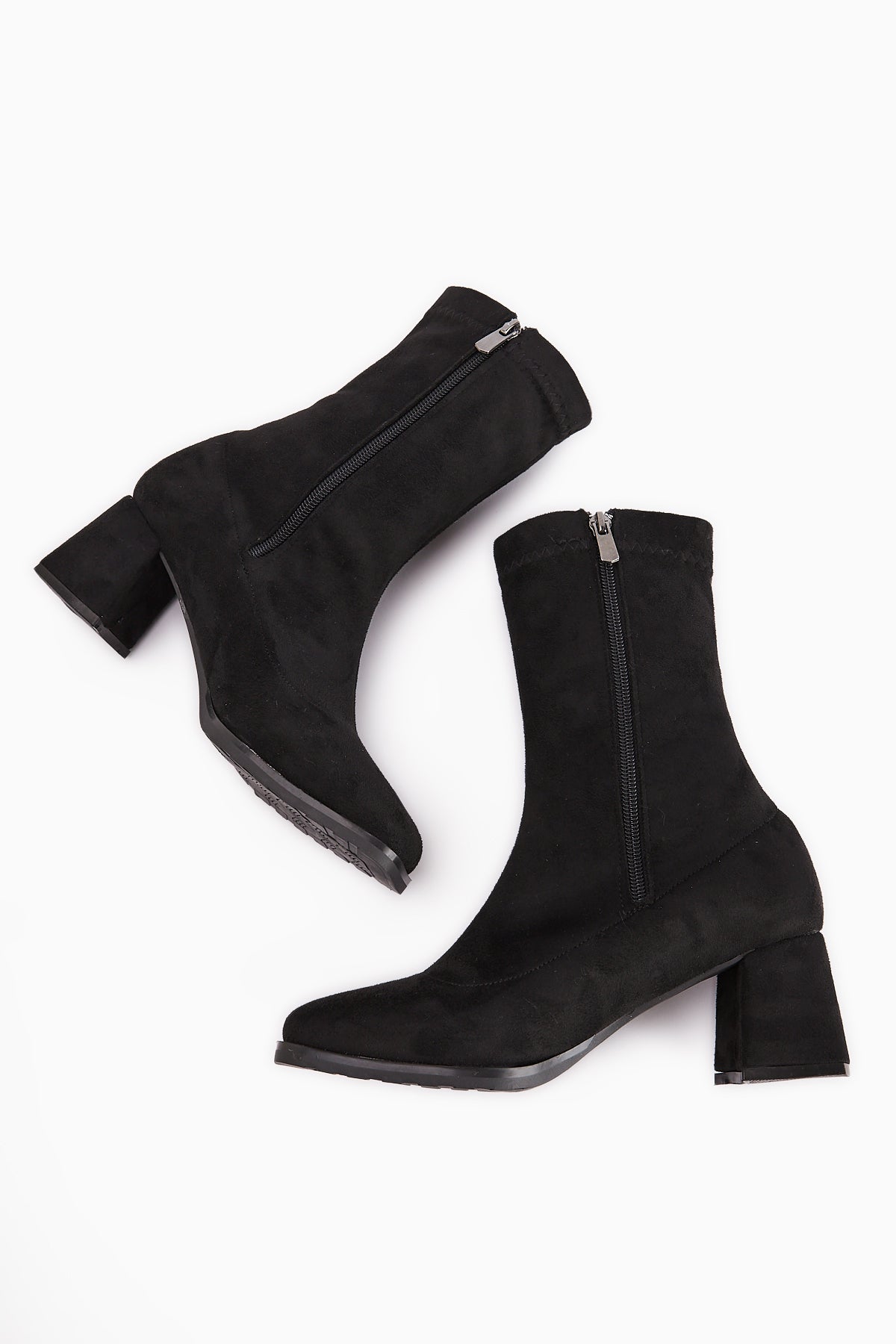 Ghina Black Suede Square Toe High Heel Women's Boot
