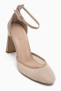 Firyal Beige Hohe Absatz Damen Schuhe mit Knöchelriemen
