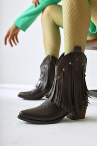 Lillebeth Braun Fransen Nieten Damen Stiefel