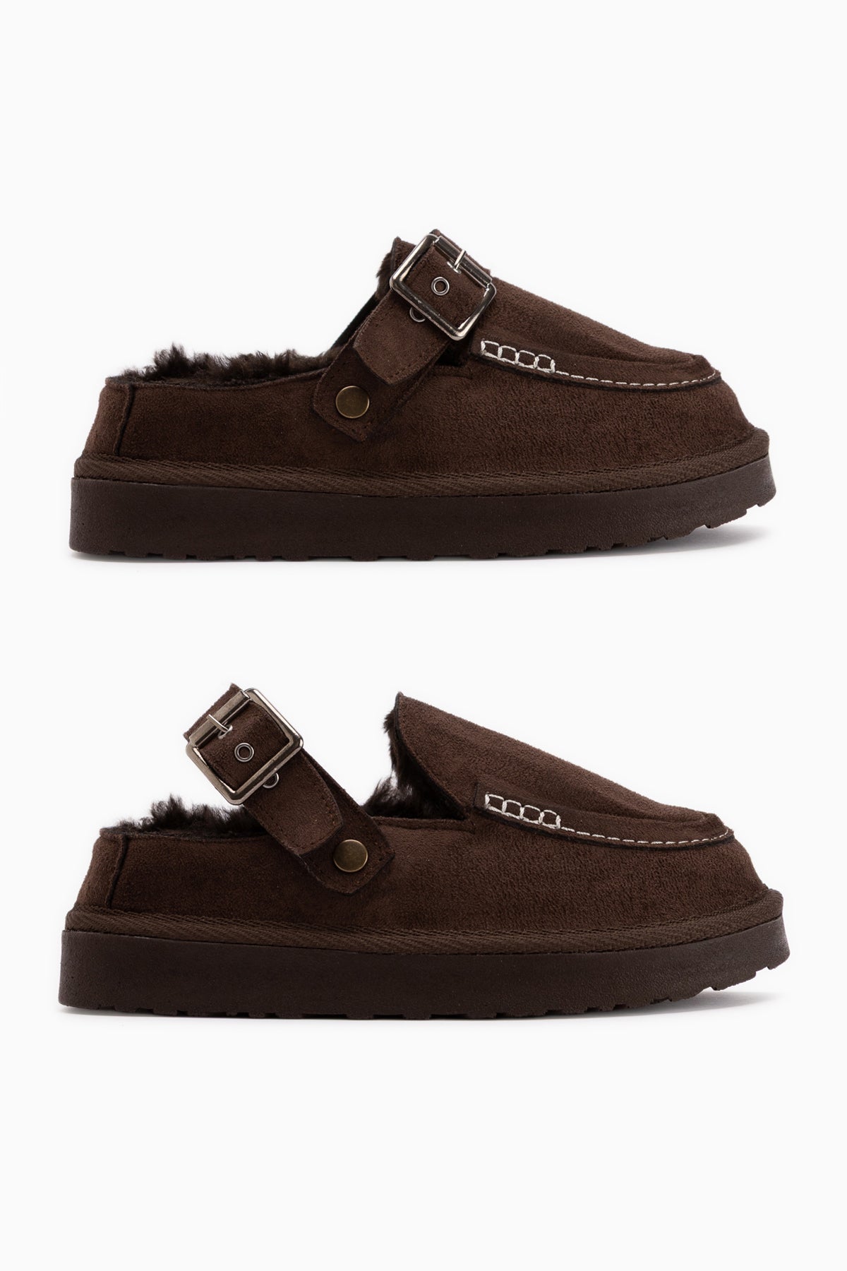 Cathy Brown Suede Fur Women’s Slippers