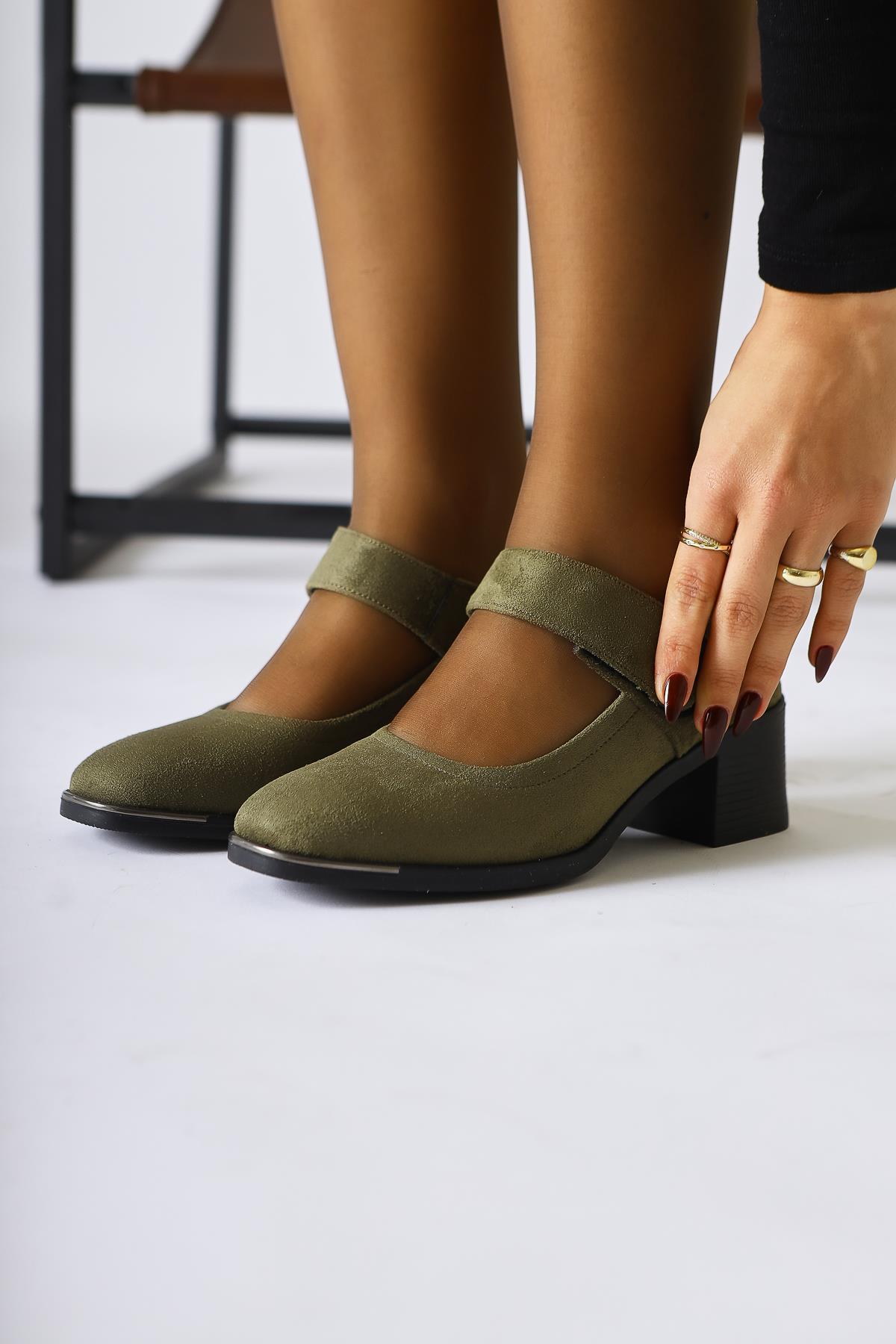 Rosaria Khaki Suede Single Strap Low-Cut Casual Shoes