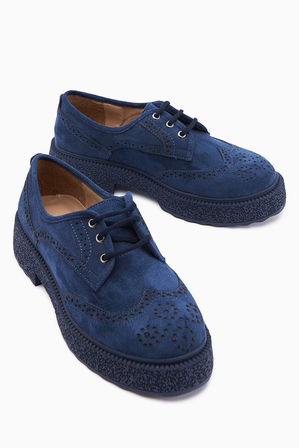 Rossy Marine Wildleder Ovaler Zehen Laser Cut Täglicher Schuh