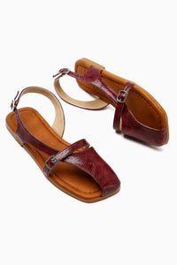Almina Bordeaux Gürtel Detail Damen Sandale