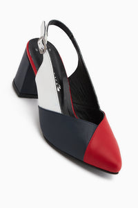 Brenda Echtes Leder Rot Blau Damen Absatzsandale
