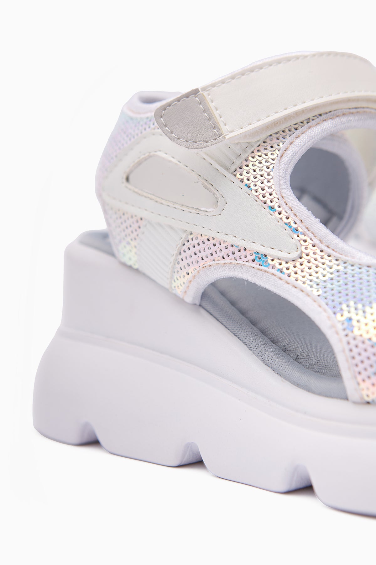 Anela Weiß Plateau Absatz Damen Sandalen mit Klettverschluss