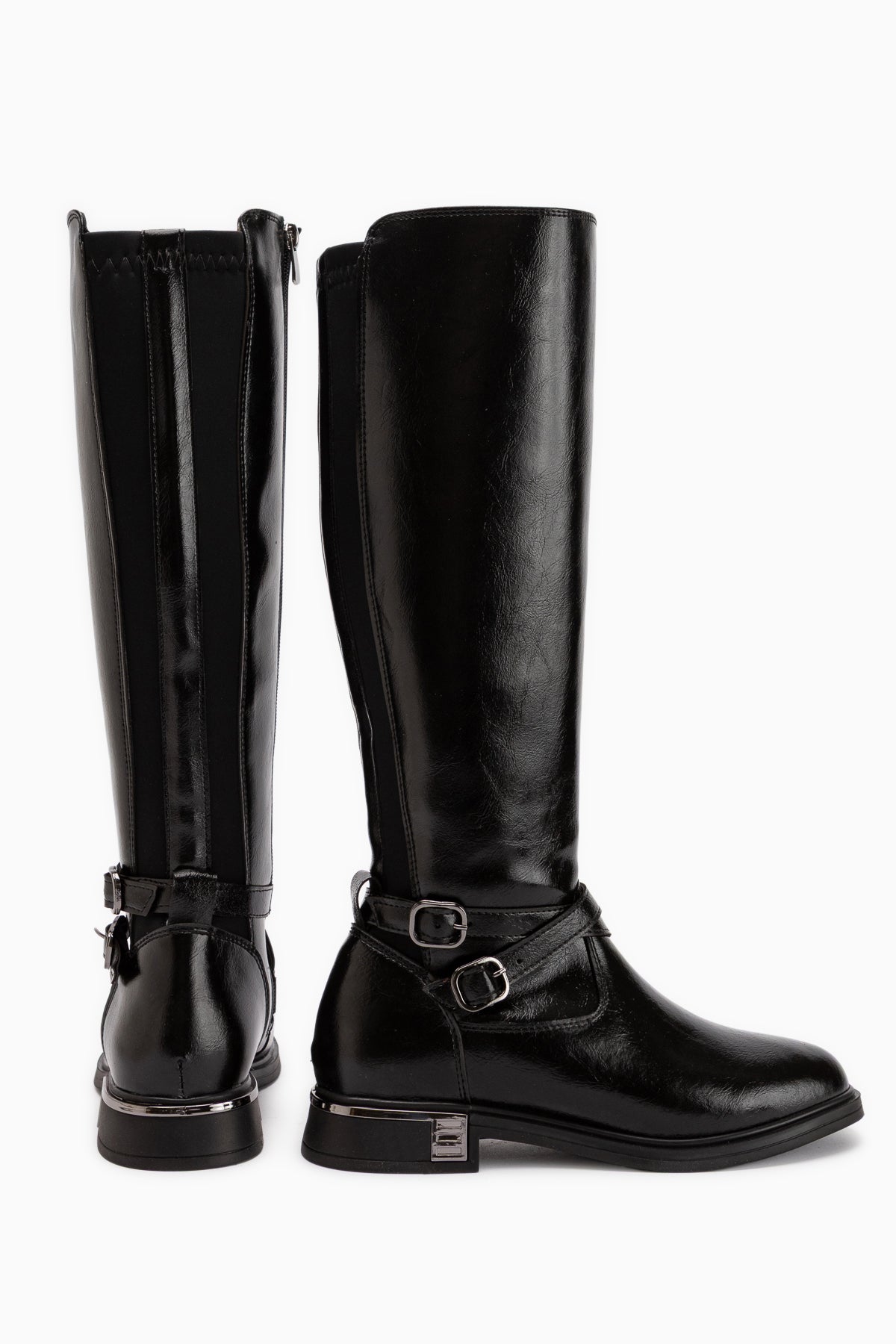 Janell Schwarze Gürtel Detail Damen Stiefel