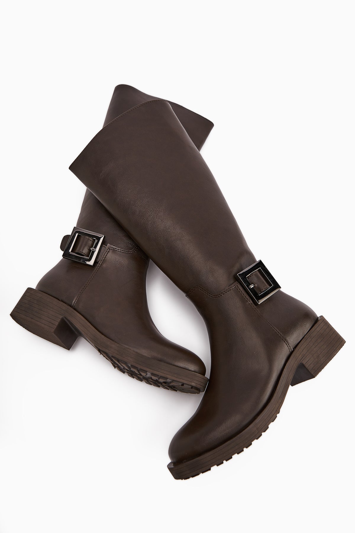 Becky Brown Buckled High Platform Women's Boot