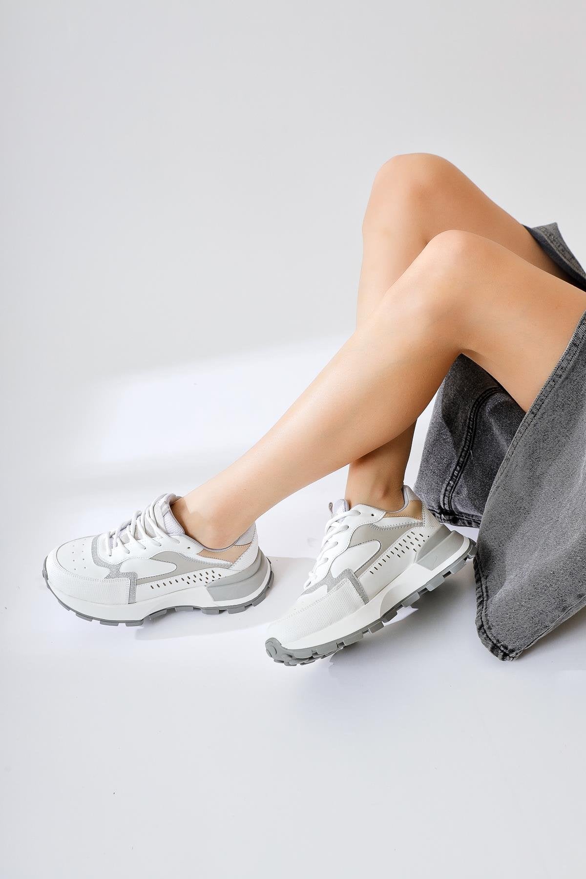 Sin Beyaz Bağcıklı Yüksek Taban Sneakers