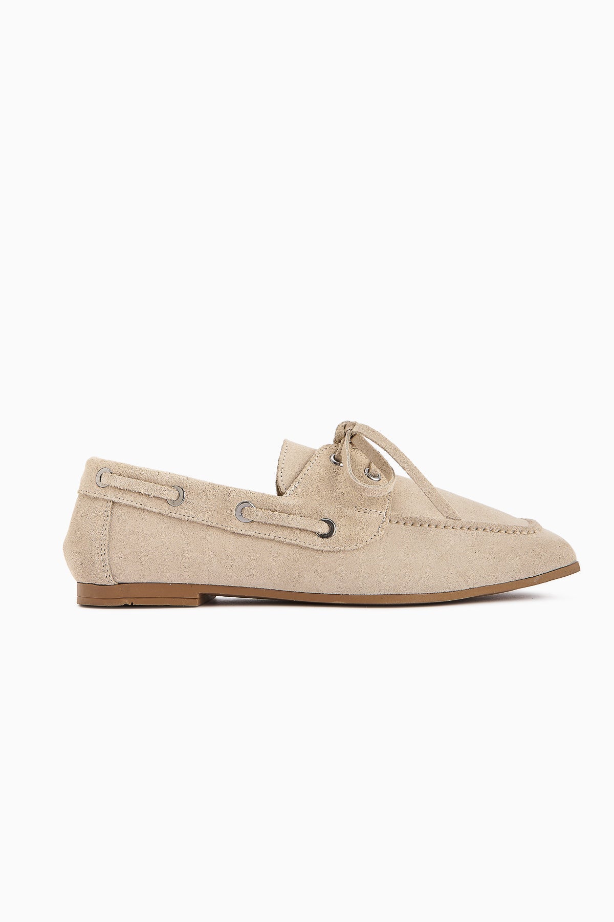 Arian Genuine Beige Suede Leather Lace-Up Moccasin Daily Loafer