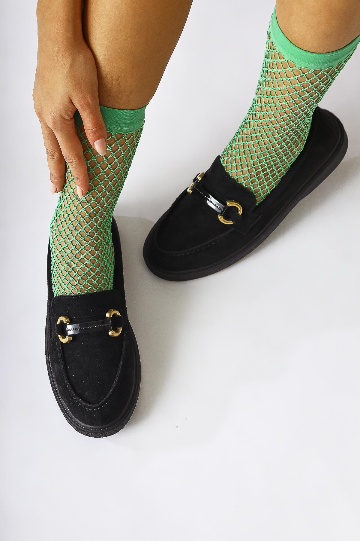 Jamnian Schwarzes Wildleder mit Schnallen-Detail Alltagsschuhe