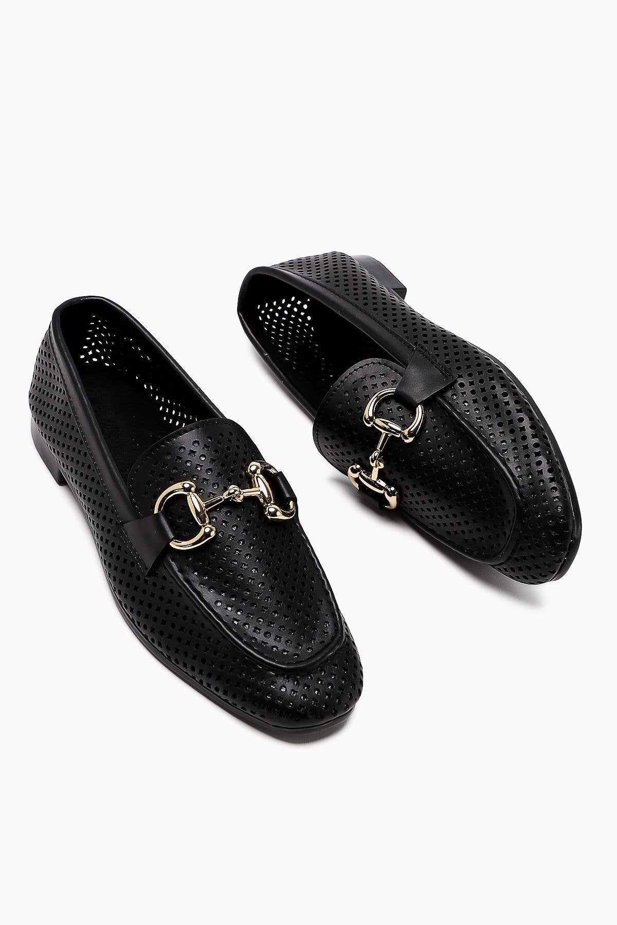 Gazali Damen Schwarzer Schnallen-Flachschuh