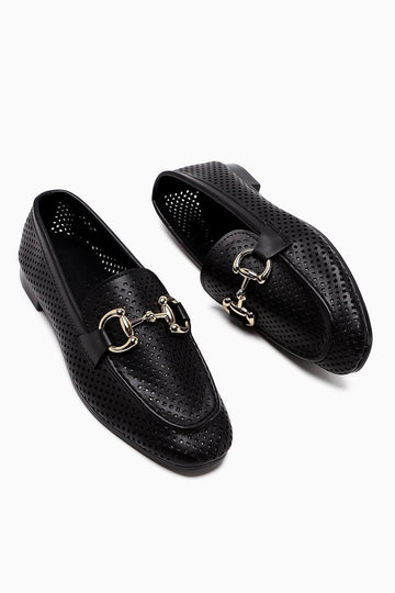 Gazali Damen Schwarzer Schnallen-Flachschuh