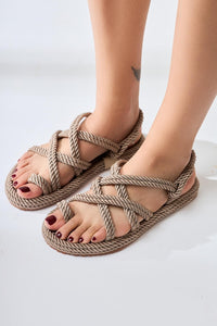 Marlene Mink Cross Rope Sandals