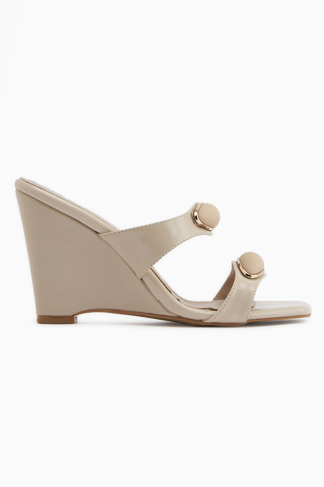 Mirsa Beige Keil Damen Pantoletten