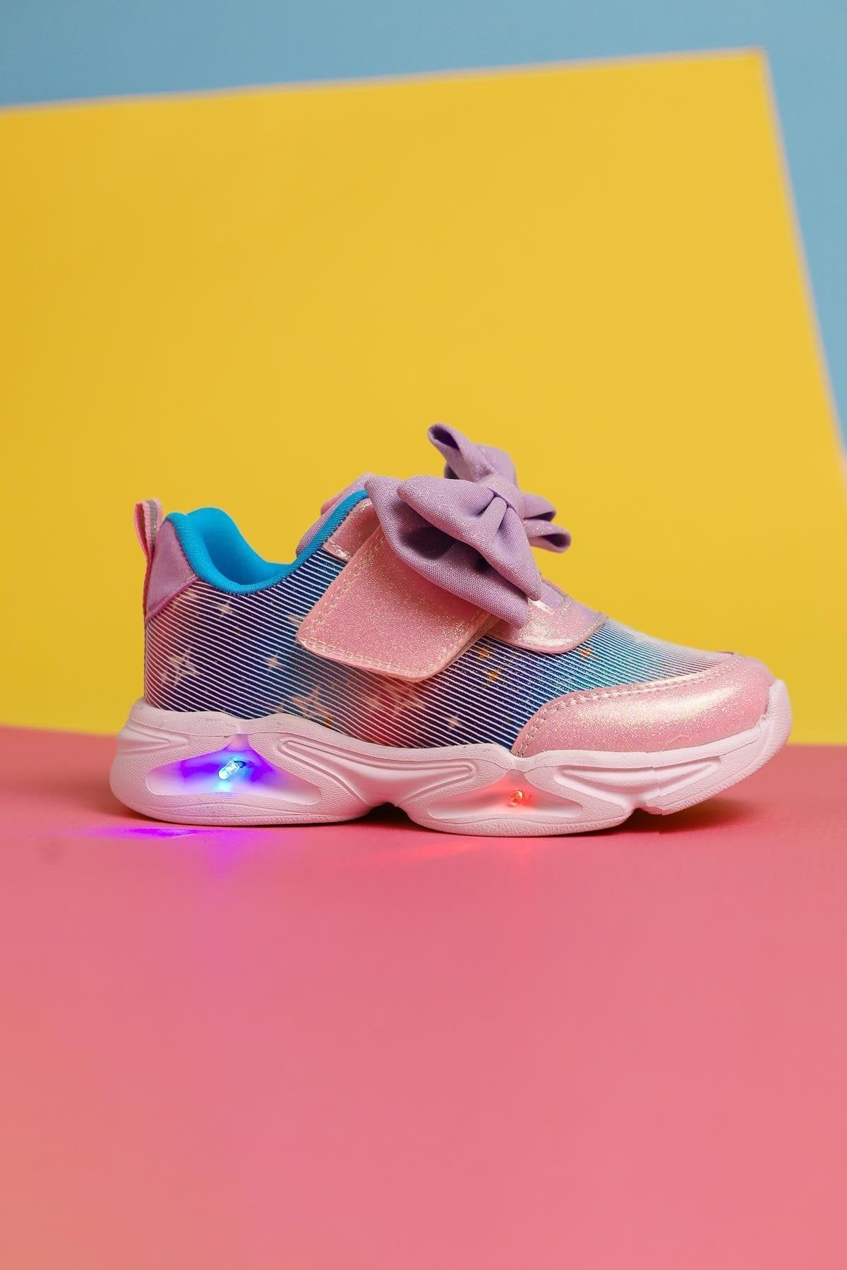 Gaia Puderrosa Kinder Sportschuhe mit Schleifendetail und Leuchtfunktion