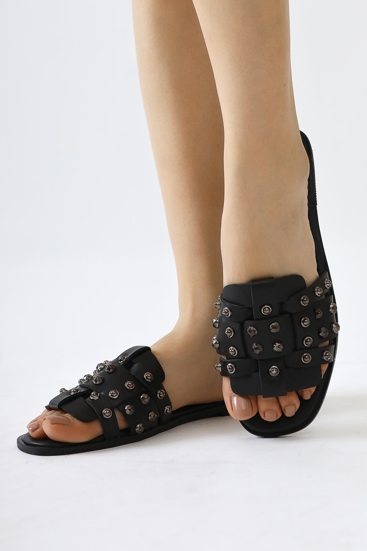 Aima Black Thin Strappy Sandals