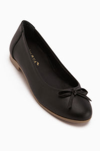 Holly Echtes Leder Schwarz Schleife Damen Ballerinas
