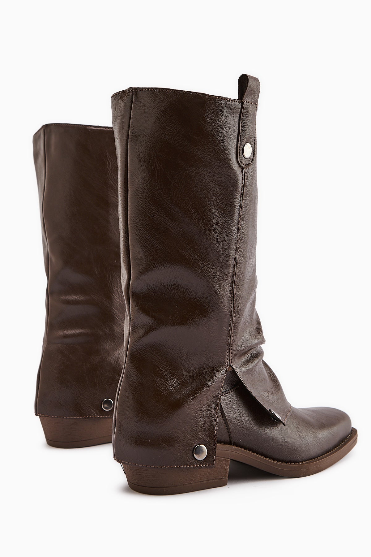 Fadia Coffee Square Toe Pleated Women's Boot