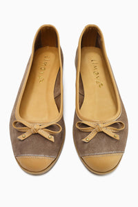 Genuine Leather Alfreda Mink Suede Leather Detailed Bow Women's Ballerinas