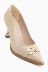 Daria Beige Schnalle Damen Absatzschuhe