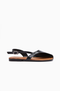 Agnez Schwarze Gurt Detail Damen Sandale