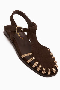 Kiera Echtes Leder Braun Wildleder Gurt Damen Sandale