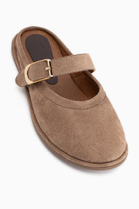 Cinzia Beige Suede Closed Toe Women’s Slippers