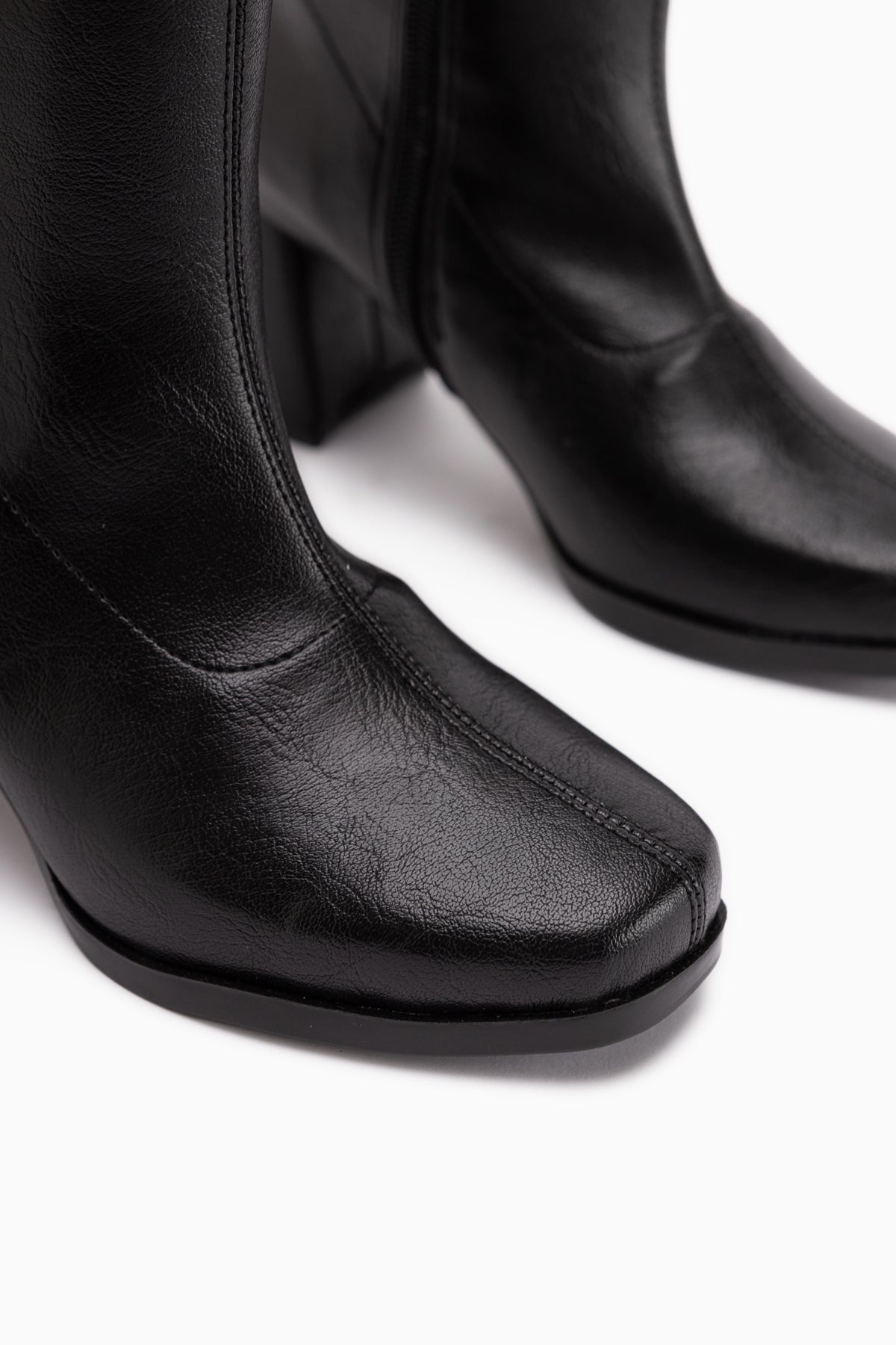 Evie Schwarz Quadratzehen Damen Stretchstiefel