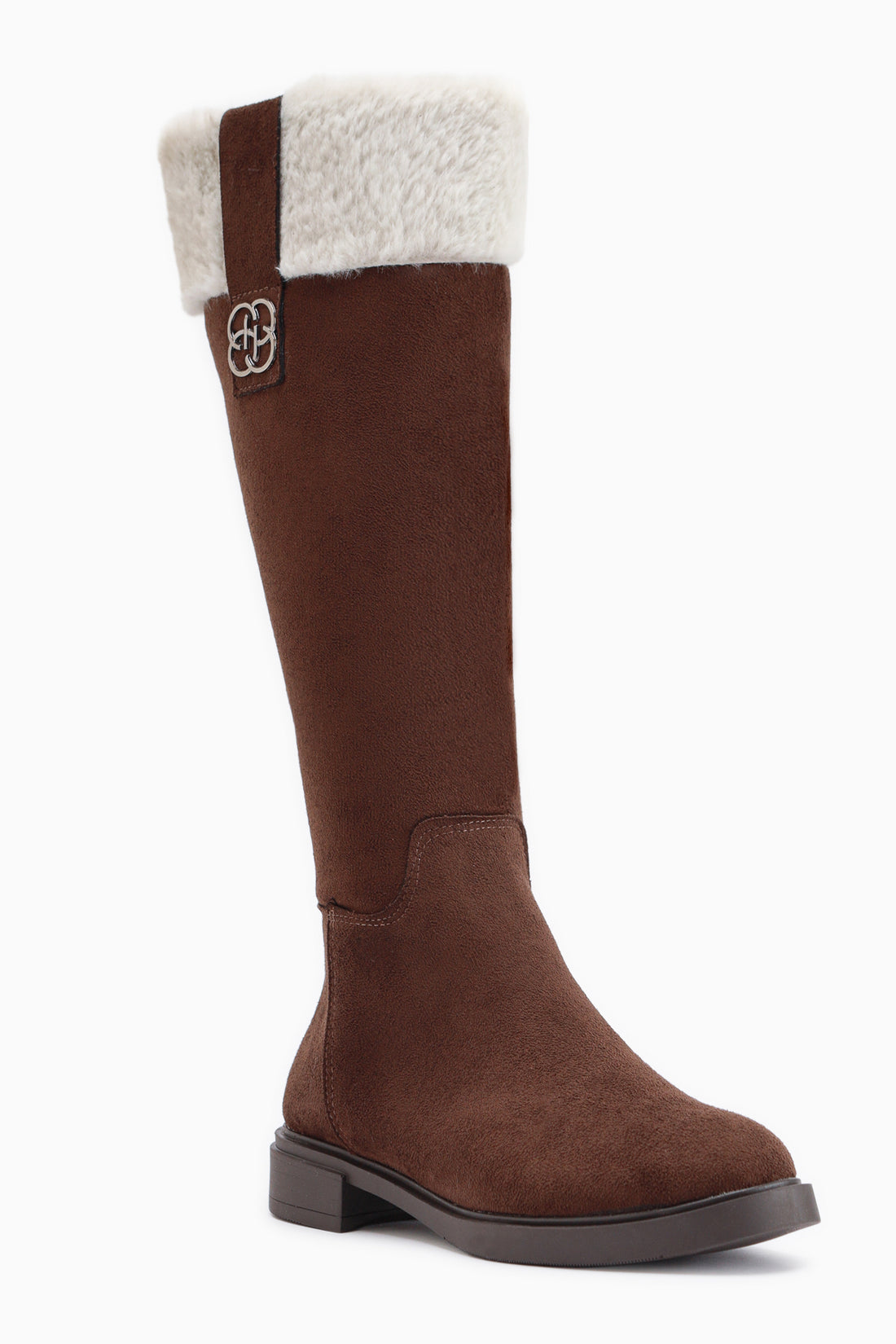 Marlena Braun Wildleder Fell Detail Damen Stiefel
