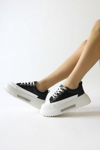 Rosella Schwarz Dicke Sohle Stein Detail Damen Sneaker