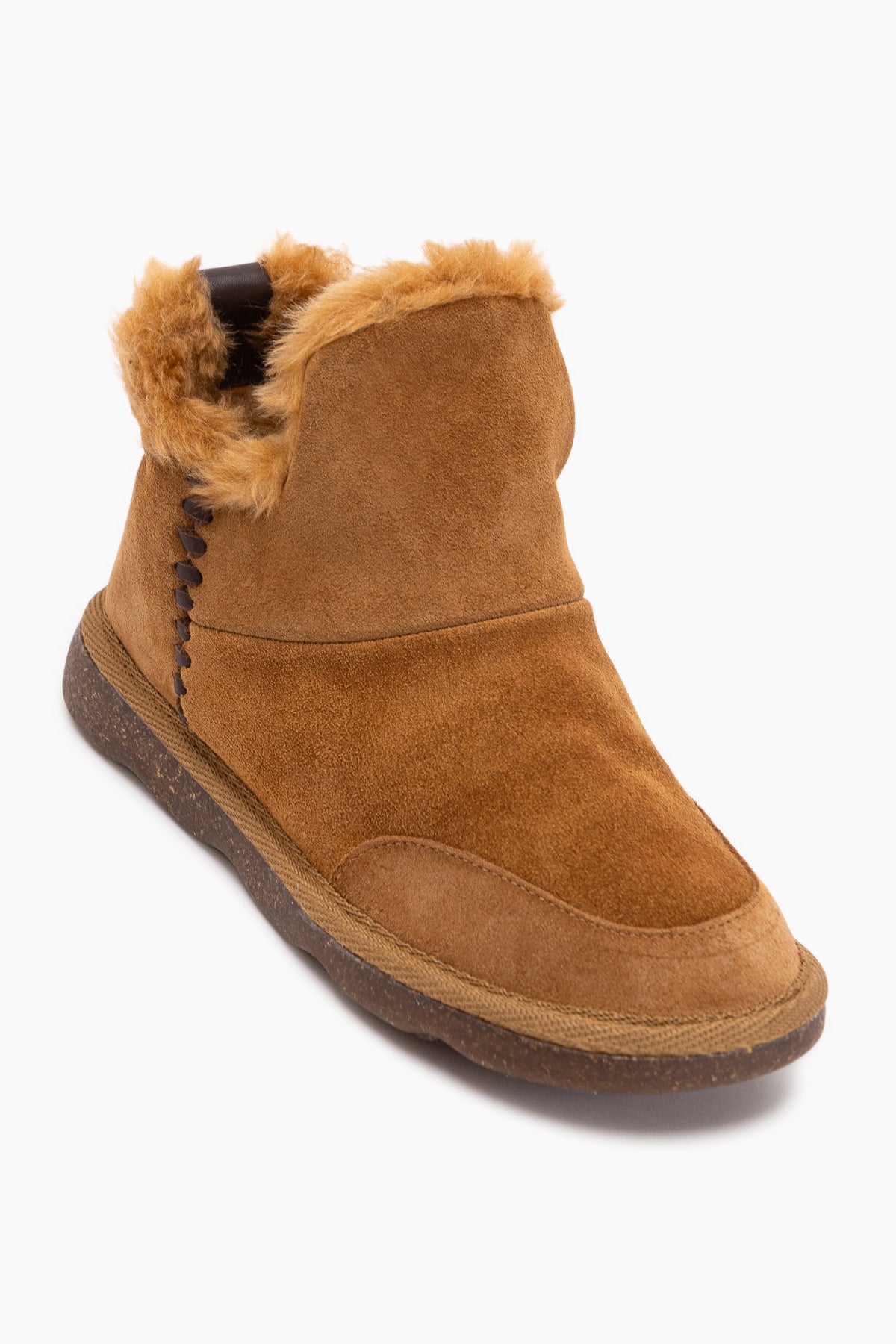 Lorrie Echtes Leder Tan Wildleder Pelz Damen Kurzstiefel