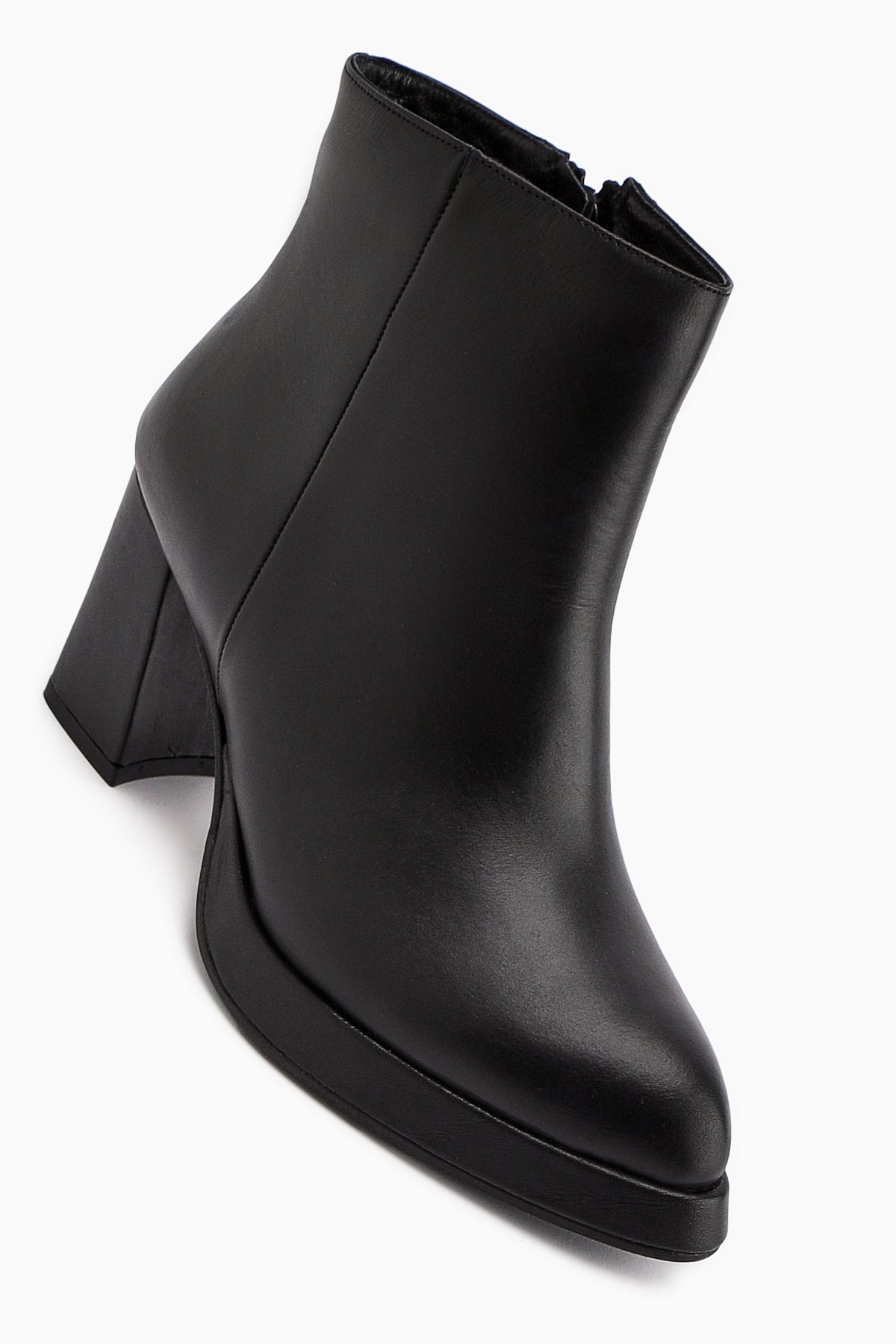 Gaby – Schwarz Echtleder Stiefelette mit Plateau (Damen)