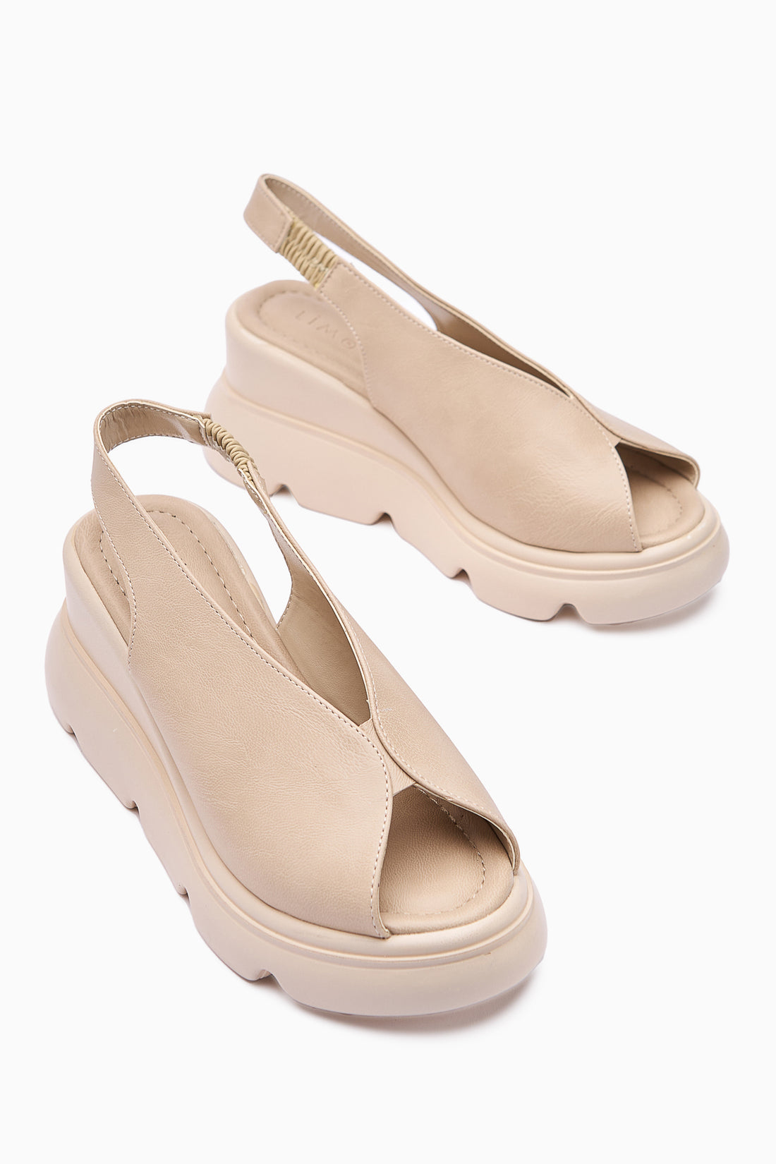 Tilda Beige Elastic Wedge Heel Sandals