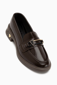 Emilia Braun Schnalle Damen Loafer Alltagsschuhe