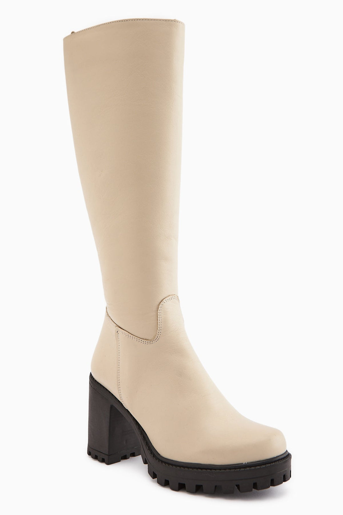 Ella Genuine Leather Beige Platform Heeled Women's Boot