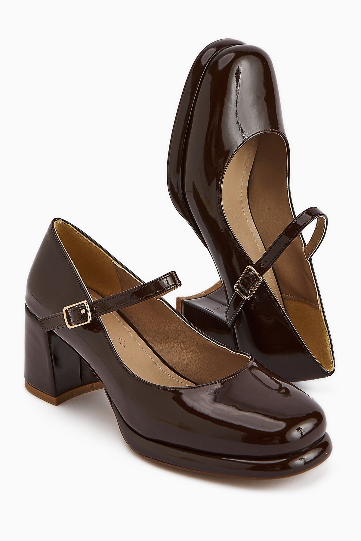 Junis Coffee Patent Leather Women's Platform Heels